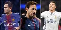 Coutinho, Neymar e Cristiano Ronaldo: trio de peso está entre os protagonistas das transferências mais caras do futebol. Veja os 25 abaixo  Foto: Arte LANCE! / LANCE!