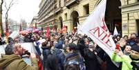 Protestos contra mudança em regra foram realizados na Itália  Foto: ANSA / Ansa - Brasil