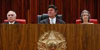 O presidente Michel Temer e a presidente do STF, C&aacute;rmen L&uacute;cia, participaram da posse do&nbsp; ministro Luiz Fux na presid&ecirc;ncia do TSE   Foto: Ag&ecirc;ncia Brasil