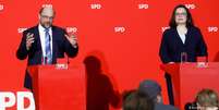 Schulz renuncia à predidência do SPD e indica líder da bancada do partido no Parlamento, Andrea Nahles, para o cargo  Foto: DW / Deutsche Welle