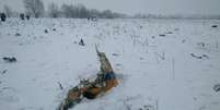 Destroços da aeronave foram achados em um campo coberto de neve no sudeste de Moscou  Foto: Reuters / BBC News Brasil