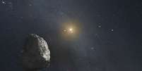 Concepção artística de um asteroide no cinturão de Kuiper, no limite do nosso Sistema Solar  Foto: NASA / BBC News Brasil