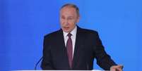 Presidente da Rússia, Vladimir Putin, discursa em Moscou
01/03/2018 REUTERS/Maxim Shemetov  Foto: Reuters