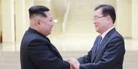 Kim recebe delegação da Coreia do Sul de 'coração aberto'  Foto: EPA / Ansa - Brasil