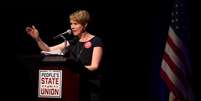 Atriz Cynthia Nixon fala durante evento do "Estado da União" em Nova York
 29/1/2018    REUTERS/Darren Ornitz  Foto: Reuters