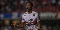 Colombiano marcou seu primeiro gol pelo São Paulo em sua oitava partida pelo clube (Foto: Miguel Schincariol)  Foto: Lance!