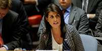 Embaixadora dos EUA na ONU, Nikki Haley, durante reunião do Conselho de Segurança
13/04/2018 REUTERS/Eduardo Munoz  Foto: Reuters