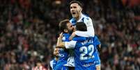 Jogadores comemoram um dos gols sobre o Athletic Bilbao (Foto: Reprodução / Twitter)  Foto: Lance!