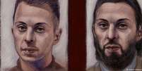 Retrato de Salah Abdeslam na época de sua captura (esq.) e durante o processo, numa ida ao tribunal em fevereiro de 2018  Foto: DW / Deutsche Welle