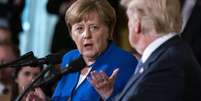 Angela Merkel e Donald Trump em coletiva de imprensa na Casa Branca  Foto: ANSA / Ansa - Brasil