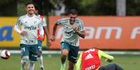 Dudu durante o treino do Palmeiras, na Academia de Futebol (Foto: Cesar Greco/Palmeiras)  Foto: Lance!