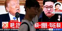 Homem passa por televisão transmitindo reportagem sobre destruição de instalação de testes nucleares norte-coreana em Seul, Coreia do Sul 24/05/2018  REUTERS/Kim Hong-Ji  Foto: Reuters