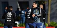 Angel Di Maria durante preparação da Argentina para a Copa do Mundo de 2018, na Rússia.  Foto: Marcelo Endelli / Stringer / Getty Images