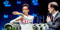 Letitia Wright, que interpreta Shuri, durante a London Comic Con de 2018  Foto: Ollie Millington / Getty Images