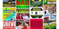 Algumas das imagens que mais circularam em grupos de WhatsApp sobre a greve de caminhoneiros / Imagem: Reprodução Projeto Eleições Sem Fake e grupos de WhatsApp  Foto: BBC News Brasil