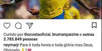 Bruna Marquezine declara-se a Neymar em foto de jogo  Foto: Reprodução, Instagram / Neymar Jr / PurePeople