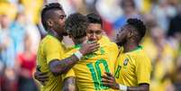 Jogadores da Seleção brasileira comemoram gol durante amistoso contra a Croácia  Foto: Pedro Martins / MoWA Press