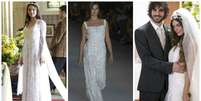 Isis Valverde com tr&ecirc;s vestidos de noiva (Fotos: Reprodu&ccedil;&atilde;o/TV Globo/AgNews)  Foto: Elas no Tapete Vermelho