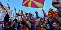Oposição protesta contra governo da Macedônia por causa de negociações com a Grécia  Foto: EPA / Ansa - Brasil