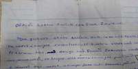 Suspeito carregava prece escrita à mão a Santo Antônio para 'ficar invísivel'  Foto: Departamento Estadual de Investigações Criminais