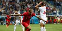 Kane comemora gol da vitória da Inglaterra  Foto: Sergio Perez / Reuters