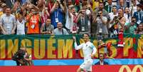 Cristiano Ronaldo comemora seu gol no jogo contra o Marrocos e quarto na Copa do Mundo  Foto: Dean Mouhtaropoulos / Getty Images 