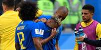 Neymar chorou após a vitória por 2 a 0 sobre a Costa Rica (Foto: AFP/CHRISTOPHE SIMON)  Foto: Lance!