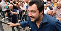 Matteo Salvini durante comício em Massa, na Toscana  Foto: ANSA / Ansa - Brasil