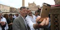 Matteo Salvini durante comício em Siena, governada pela esquerda  Foto: ANSA / Ansa - Brasil
