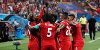 Jogadores do Panamá comemoram segundo gol da equipe na Copa 2018  Foto: Murad Sezer / Reuters