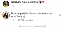 Bruna Marquezine comentou foto de Neymar com a bola neste domingo, 1 de junho de 2018  Foto: Divulgação, Instagram / Neymar / PurePeople