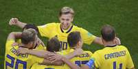 Suécia aposta no sistema defensivo para surpreender no mata-mata do Mundial (Foto: JORGE GUERRERO / AFP)  Foto: Lance!