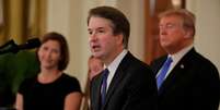 Brett Kavanaugh discursa, na presença de Donald Trump, após sua indicação à Suprema Corte  Foto: Jim Bourg / Reuters