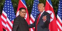 Kim Jong-un e Donald Trump durante cúpula em Singapura  Foto: ANSA / Ansa - Brasil
