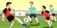 Ilustração mostra meninos jogando futebol  Foto: BBC News Brasil