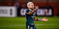  Lucas Lima durante o jogo entre Santos e Palmeiras no Pacaembu  Foto: Fernando Dantas / Gazeta Press