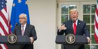 Jean-Claude Juncker e Donald Trump fazem pronunciamento na Casa Branca  Foto: EPA / Ansa - Brasil