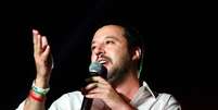 Matteo Salvini durante com&iacute;cio da Liga em Fontevivo, em 27 de julho  Foto: ANSA / Ansa - Brasil