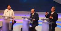 Boulos, Meirelles e Ciro Gomes durante debate da Band  Foto: Nilton Fukuda / Estadão Conteúdo