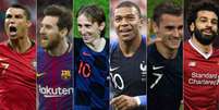 Modric, CR7 e Salah vão disputar o prêmio de melhor da Europa; Messi, Mbappé e Grizemann no top 10 (Fotos: AFP)  Foto: Lance!
