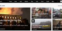 Site britânico destaca em sua manchete a notícia do incêndio no Museu Nacional no Rio de Janeiro   Foto: Reprodução / BBC / Estadão