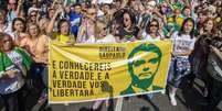 Apoiadores de Bolsonaro fazem protesto em São Paulo  Foto: Suamy Beydoun / Agif / Estadão