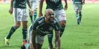 Felipe Melo comemora gol pelo Palmeiras  Foto: Tiago Caldas / Fotoarena / Estadão Conteúdo