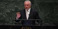 O presidente Michel Temer (MDB) defendeu seu legado na ONU e disse que deixa o país 'melhor do que recebeu'  Foto: AFP / BBC News Brasil