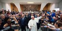 Papa Francisco se reúne com membros da Associação Nacional da Polícia de Estado da Itália, no Vaticano  Foto: ANSA / Ansa
