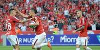 Dami&atilde;o comemora gol do Internacional  Foto: Luiz Munhoz / Recorte do Olhar / Estad&atilde;o Conte&uacute;do