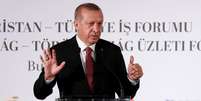 Presidente da Turquia, Tayyip Erdogan, durante conferência em Budapeste, Hungria 09/10/2018 REUTERS/Bernadett Szabo  Foto: Reuters