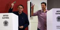 Jair Bolsonaro e Fernando Haddad votam em suas respectivas zonas eleitorais  Foto: Ricardo Moraes e Paulo Whitaker / Reuters