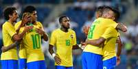 Seleção Brasileira comemora gol de Gabriel Jesus  Foto: Waleed Ali / Reuters