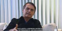 O presidente eleito, Jair Bolsonaro, durante entrevista a TV Record  Foto: TV RECORD/Reprodução / Estadão Conteúdo